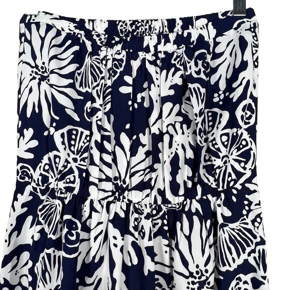 Lilly Pulitzer Women’s Navy & White Strapless Maxi w/High Slits on the Sides S - Picture 9 of 14